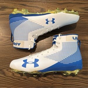 Size 16 Under Armour Team Hammer Football Cleats White/Blue/Gold NEW